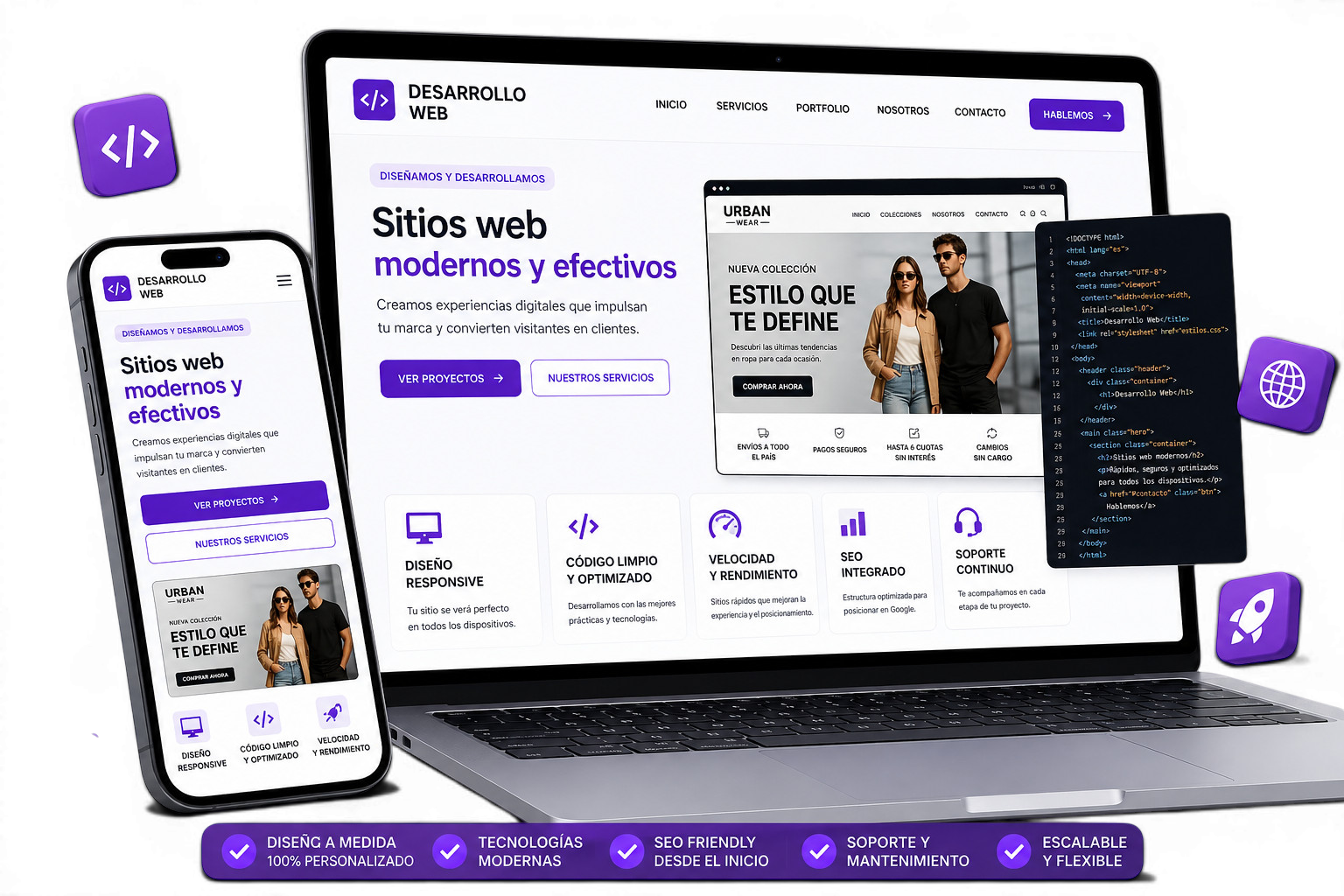 Editor de código mostrando una aplicación a medida en desarrollo activo