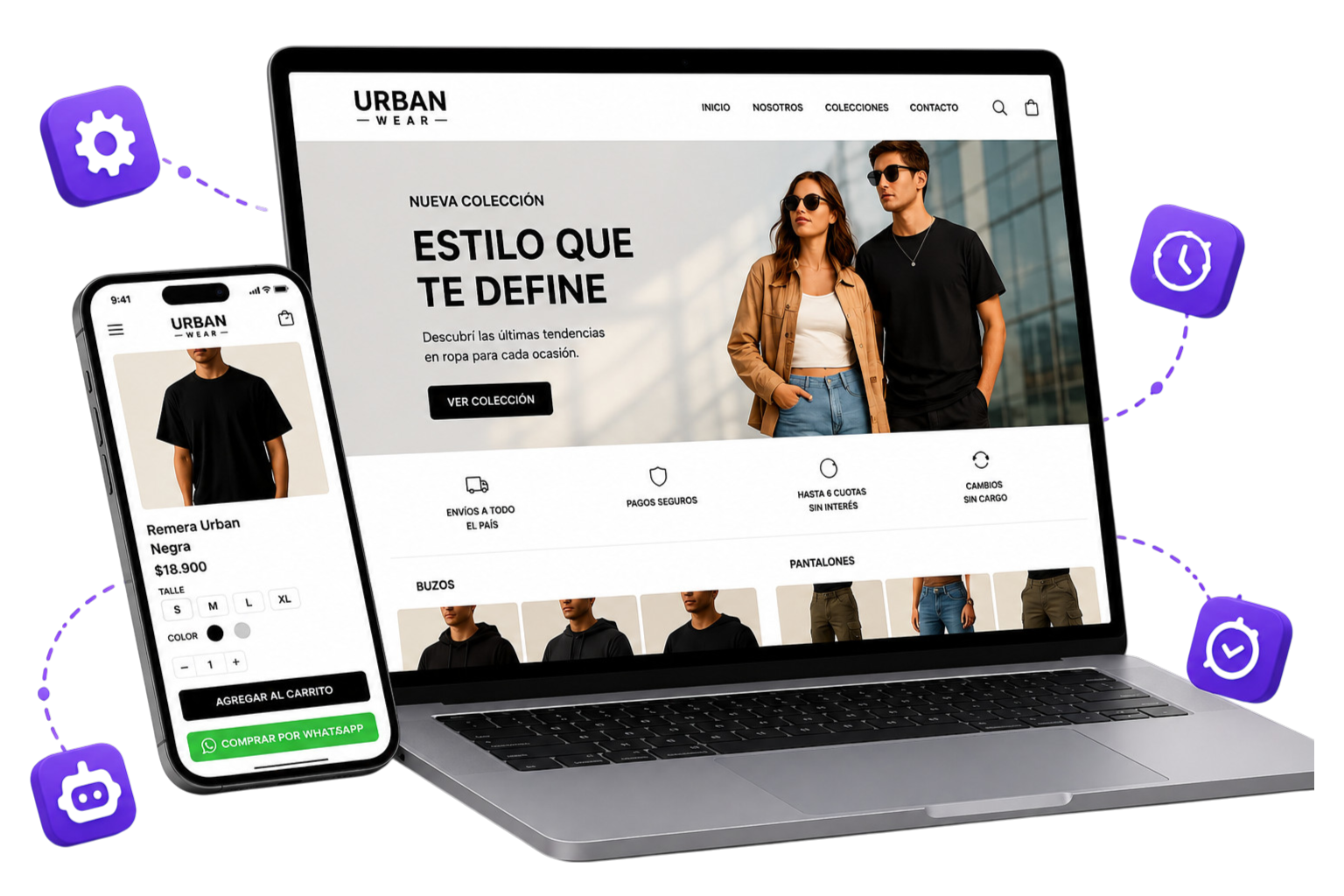 Tienda online mostrando un catálogo de productos con carrito de compras